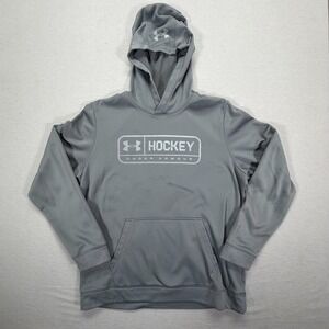 Under Armour Hockey Hoodie Mens Large Good Grey Performance Fleece Pullover